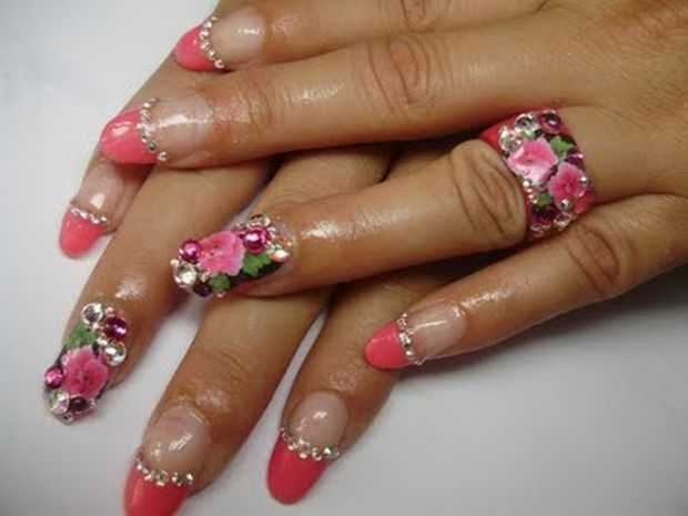 6. Nail art using metal studs and rhinestones - wide 3