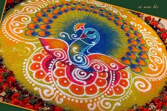 Peacock Rangoli Design Ideas For Diwali
