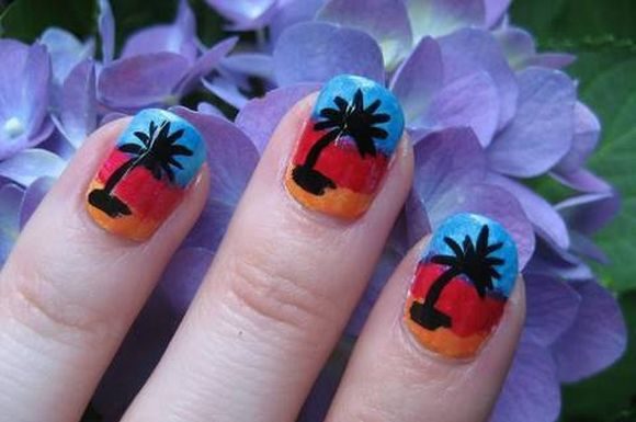 Palm tree nail art designs