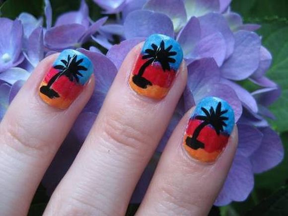 Palm tree nail art designs