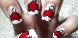 Santa Hats Christmas Nail Art