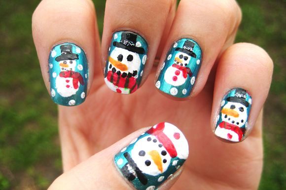 Snowman nail art design ideas