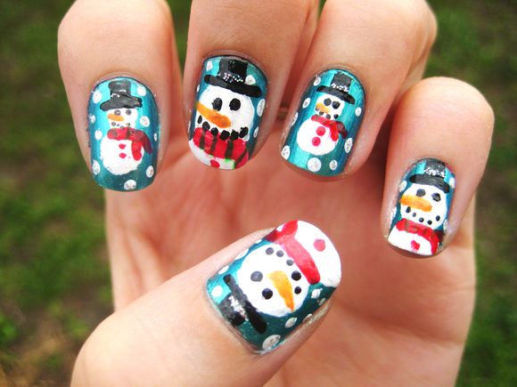 Snowman nail art design ideas