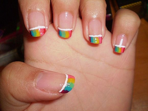 4. Rainbow Marble Nail Art with Sponge - wide 8