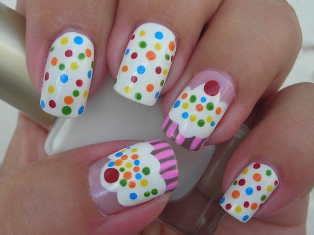 White and Confetti Birthday Nail Design - wide 5