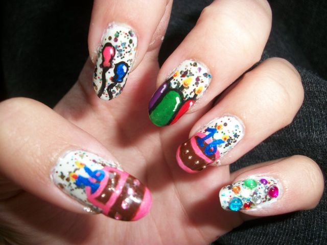 Birthday themed nail: Birthday Ballon Nail Art Designs