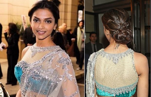 deepika padukone's boat neck blouse pattern