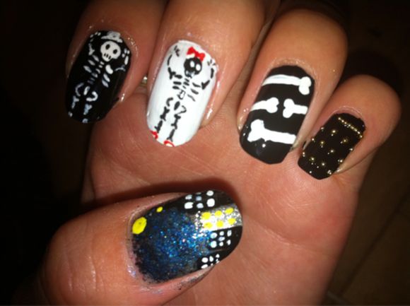 1. Colorful Skeleton Nail Art Designs - wide 7